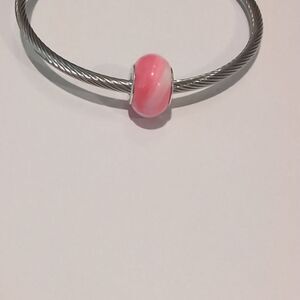 Silver Blended Pink and White‎ Charm for Pandora Style